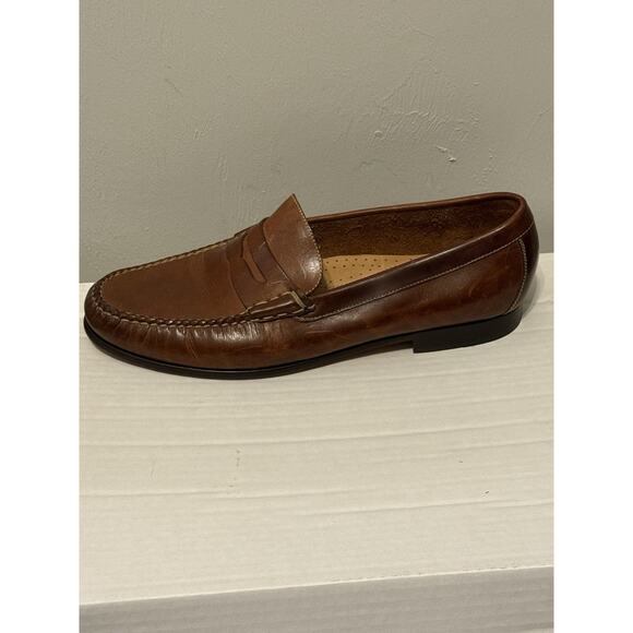 Martin Dingman Brown Leather Penny Loafers Men’s 11.5 Made in Brazil Dress Shoes - Picture 4 of 11